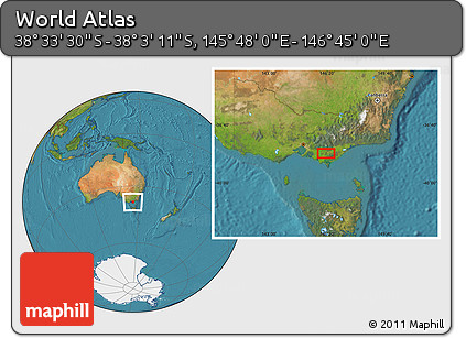 Satellite Location Map of the Area around 38° 18' 21" S, 146° 16' 30" E