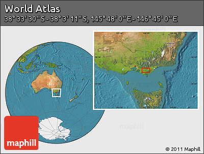 Satellite Location Map of the Area around 38° 18' 21" S, 146° 16' 30" E