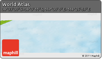 Physical Panoramic Map of the Area around 38° 18' 21" S, 147° 58' 29" E