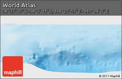 Physical Panoramic Map of the Area around 38° 18' 21" S, 148° 49' 29" E