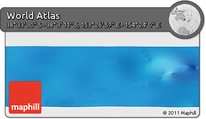 Physical Panoramic Map of the Area around 38° 18' 21" S, 153° 55' 30" E