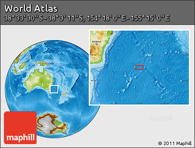 Physical Location Map of the Area around 38° 18' 21" S, 154° 46' 30" E
