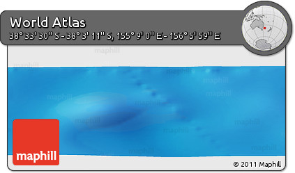 Physical Panoramic Map of the Area around 38° 18' 21" S, 155° 37' 30" E