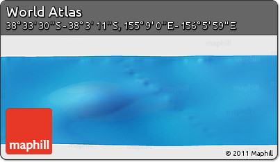 Physical Panoramic Map of the Area around 38° 18' 21" S, 155° 37' 30" E