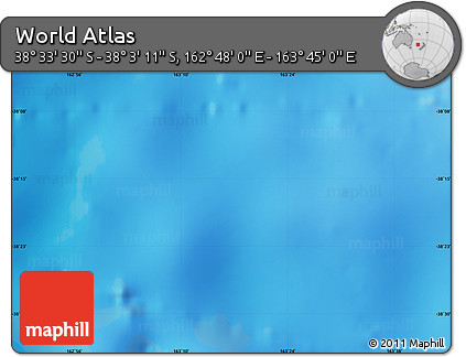 Shaded Relief Map of the Area around 38° 18' 21" S, 163° 16' 30" E