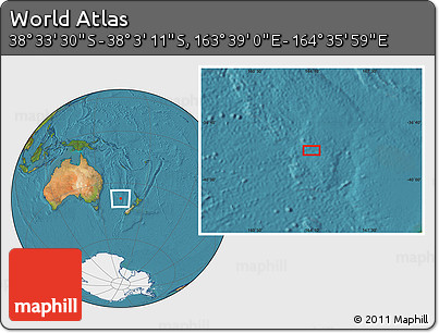 Satellite Location Map of the Area around 38° 18' 21" S, 164° 7' 30" E