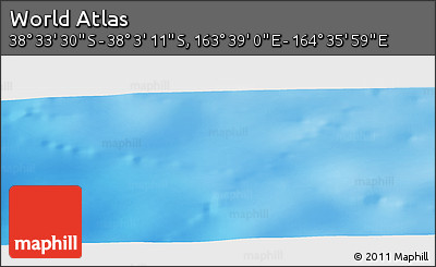 Physical Panoramic Map of the Area around 38° 18' 21" S, 164° 7' 30" E