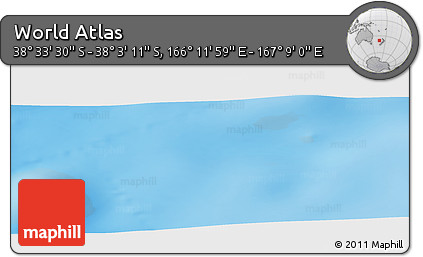 Physical Panoramic Map of the Area around 38° 18' 21" S, 166° 40' 30" E