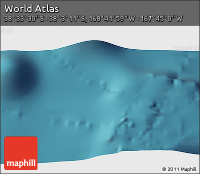 Satellite 3D Map of the Area around 38° 18' 21" S, 168° 13' 29" W