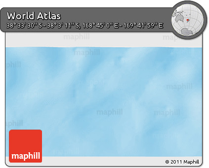 Physical 3D Map of the Area around 38° 18' 21" S, 169° 13' 29" E