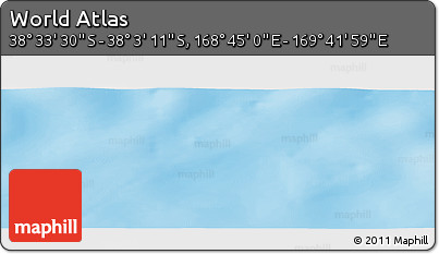 Physical Panoramic Map of the Area around 38° 18' 21" S, 169° 13' 29" E