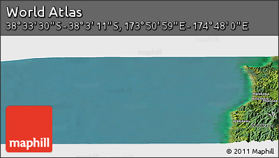 Satellite Panoramic Map of the Area around 38° 18' 21" S, 174° 19' 29" E