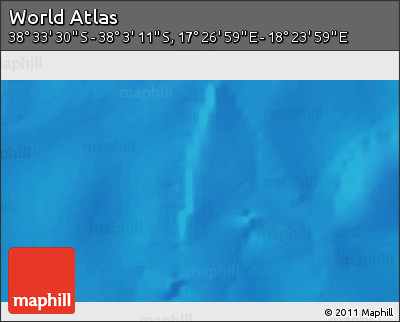 Physical 3D Map of the Area around 38° 18' 21" S, 17° 55' 29" E