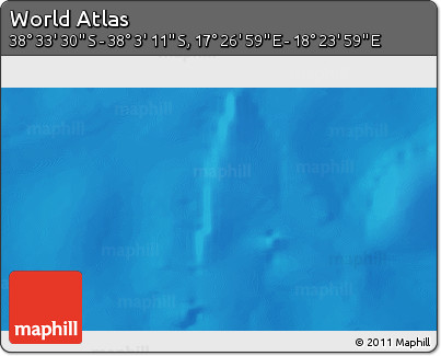 Physical 3D Map of the Area around 38° 18' 21" S, 17° 55' 29" E