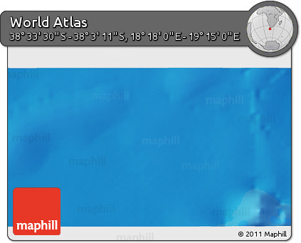 Physical 3D Map of the Area around 38° 18' 21" S, 18° 46' 29" E