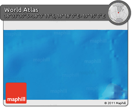 Shaded Relief 3D Map of the Area around 38° 18' 21" S, 18° 46' 29" E