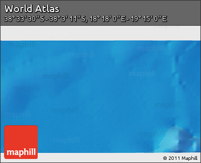 Shaded Relief 3D Map of the Area around 38° 18' 21" S, 18° 46' 29" E