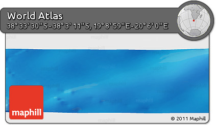 Physical Panoramic Map of the Area around 38° 18' 21" S, 19° 37' 30" E