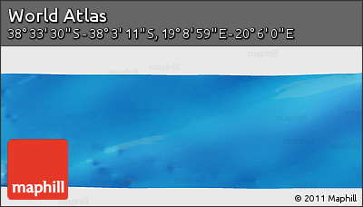 Physical Panoramic Map of the Area around 38° 18' 21" S, 19° 37' 30" E