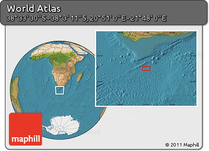 Satellite Location Map of the Area around 38° 18' 21" S, 21° 19' 30" E
