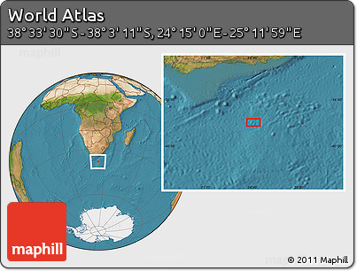 Satellite Location Map of the Area around 38° 18' 21" S, 24° 43' 30" E