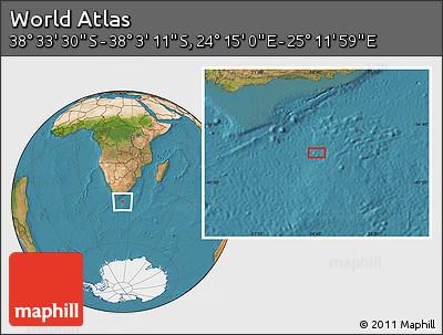 Satellite Location Map of the Area around 38° 18' 21" S, 24° 43' 30" E
