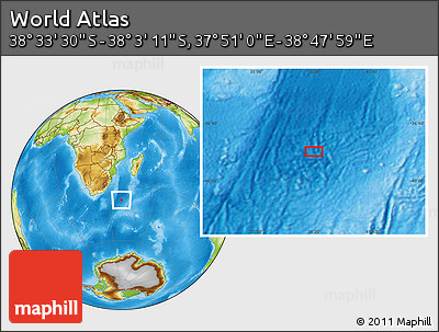 Physical Location Map of the Area around 38° 18' 21" S, 38° 19' 30" E