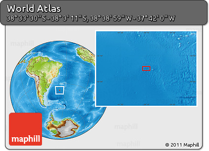 Physical Location Map of the Area around 38° 18' 21" S, 38° 10' 29" W