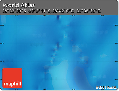 Shaded Relief Map of the Area around 38° 18' 21" S, 39° 10' 29" E