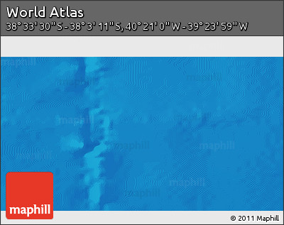 Physical 3D Map of the Area around 38° 18' 21" S, 39° 52' 30" W