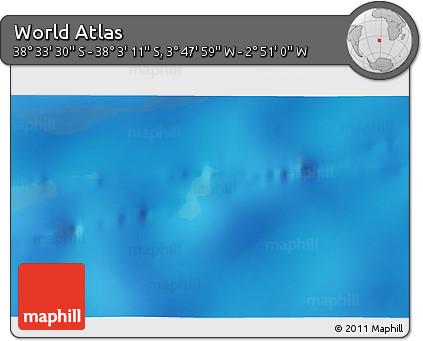 Physical 3D Map of the Area around 38° 18' 21" S, 3° 19' 30" W