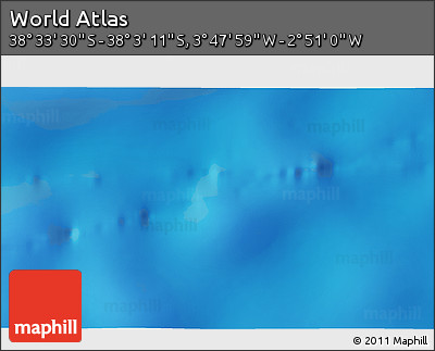 Physical 3D Map of the Area around 38° 18' 21" S, 3° 19' 30" W