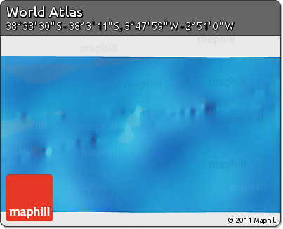 Physical 3D Map of the Area around 38° 18' 21" S, 3° 19' 30" W