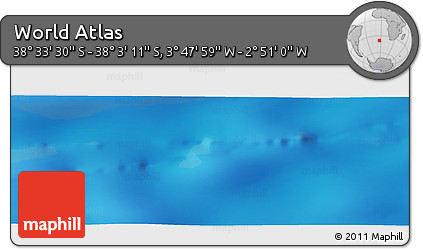 Shaded Relief Panoramic Map of the Area around 38° 18' 21" S, 3° 19' 30" W