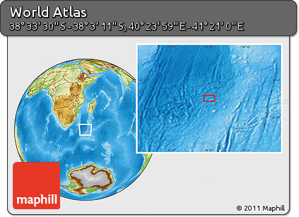 Physical Location Map of the Area around 38° 18' 21" S, 40° 52' 30" E