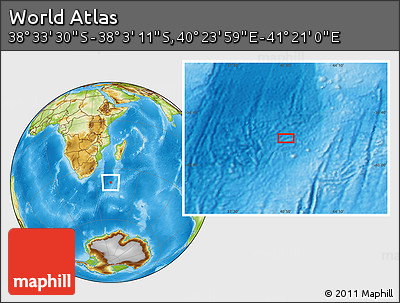 Physical Location Map of the Area around 38° 18' 21" S, 40° 52' 30" E