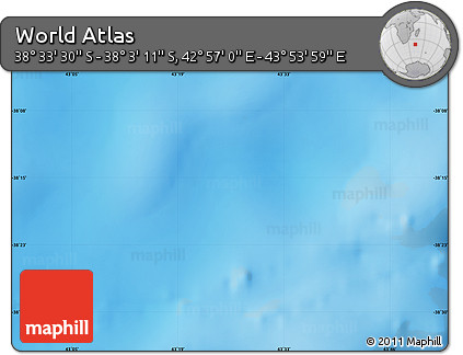 Physical Map of the Area around 38° 18' 21" S, 43° 25' 29" E