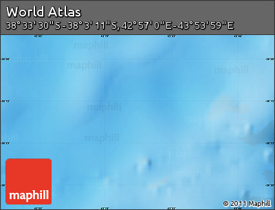 Physical Map of the Area around 38° 18' 21" S, 43° 25' 29" E