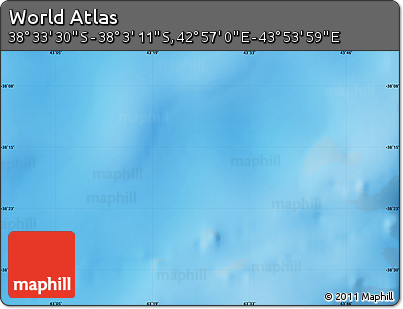 Physical Map of the Area around 38° 18' 21" S, 43° 25' 29" E
