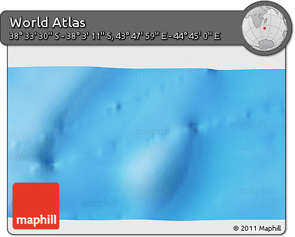 Physical 3D Map of the Area around 38° 18' 21" S, 44° 16' 29" E