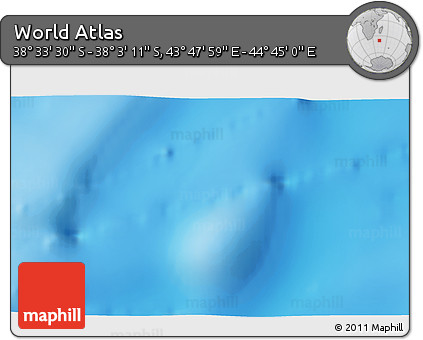 Shaded Relief 3D Map of the Area around 38° 18' 21" S, 44° 16' 29" E