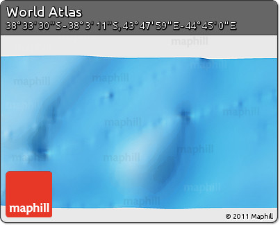 Shaded Relief 3D Map of the Area around 38° 18' 21" S, 44° 16' 29" E