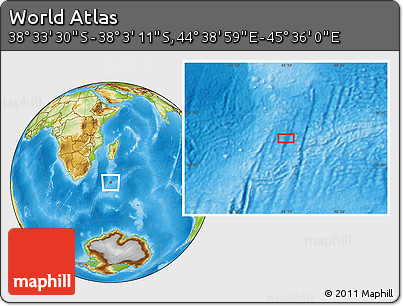 Physical Location Map of the Area around 38° 18' 21" S, 45° 7' 30" E