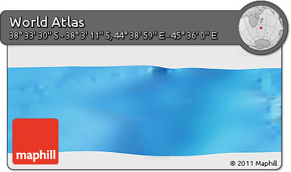 Physical Panoramic Map of the Area around 38° 18' 21" S, 45° 7' 30" E