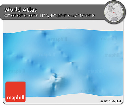 Physical 3D Map of the Area around 38° 18' 21" S, 46° 49' 30" E