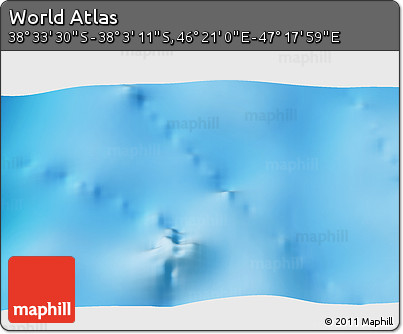 Physical 3D Map of the Area around 38° 18' 21" S, 46° 49' 30" E