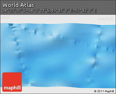 Physical 3D Map of the Area around 38° 18' 21" S, 50° 13' 30" E