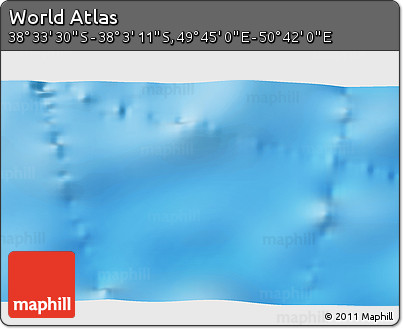Physical 3D Map of the Area around 38° 18' 21" S, 50° 13' 30" E