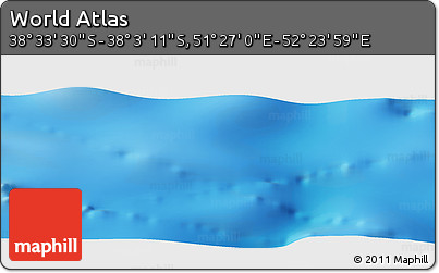 Physical Panoramic Map of the Area around 38° 18' 21" S, 51° 55' 29" E