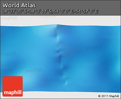 Physical 3D Map of the Area around 38° 18' 21" S, 54° 28' 30" E